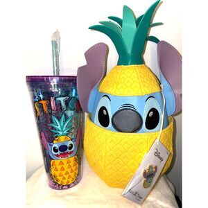 Loungefly Stitch Shoppe Disney Lilo & Stitch Pineapple Crossbody Bag & 32oz Tumb